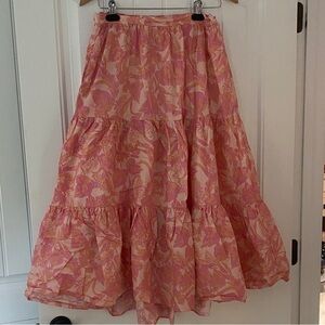 Karlie Pink and Orange Floral Maxi Skirt